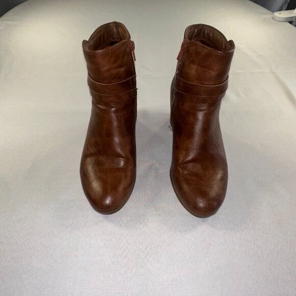 Frye & Co - Indiana Heeled Stacked Leather Ankle Boots Brown Women's Size 8M New - Picture 3 of 15